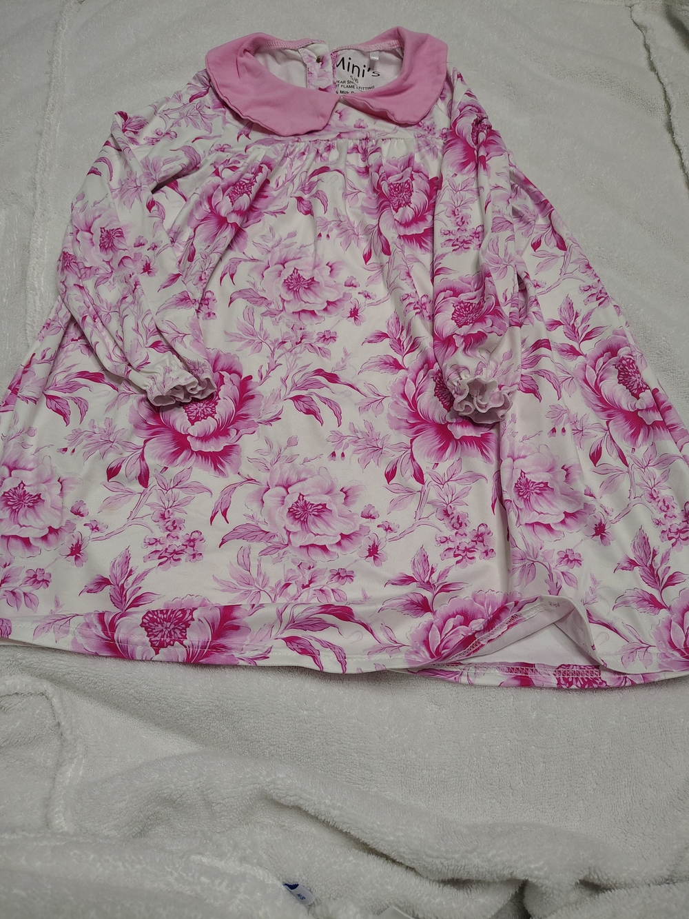 Pink Floral Long-Sleeve Girls' Casual Dress